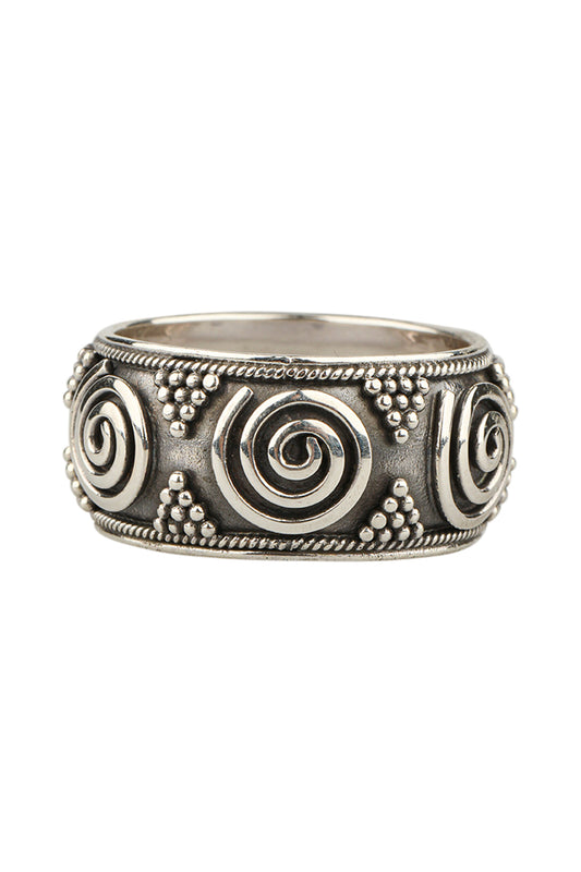 Swirl Band Silver Ring