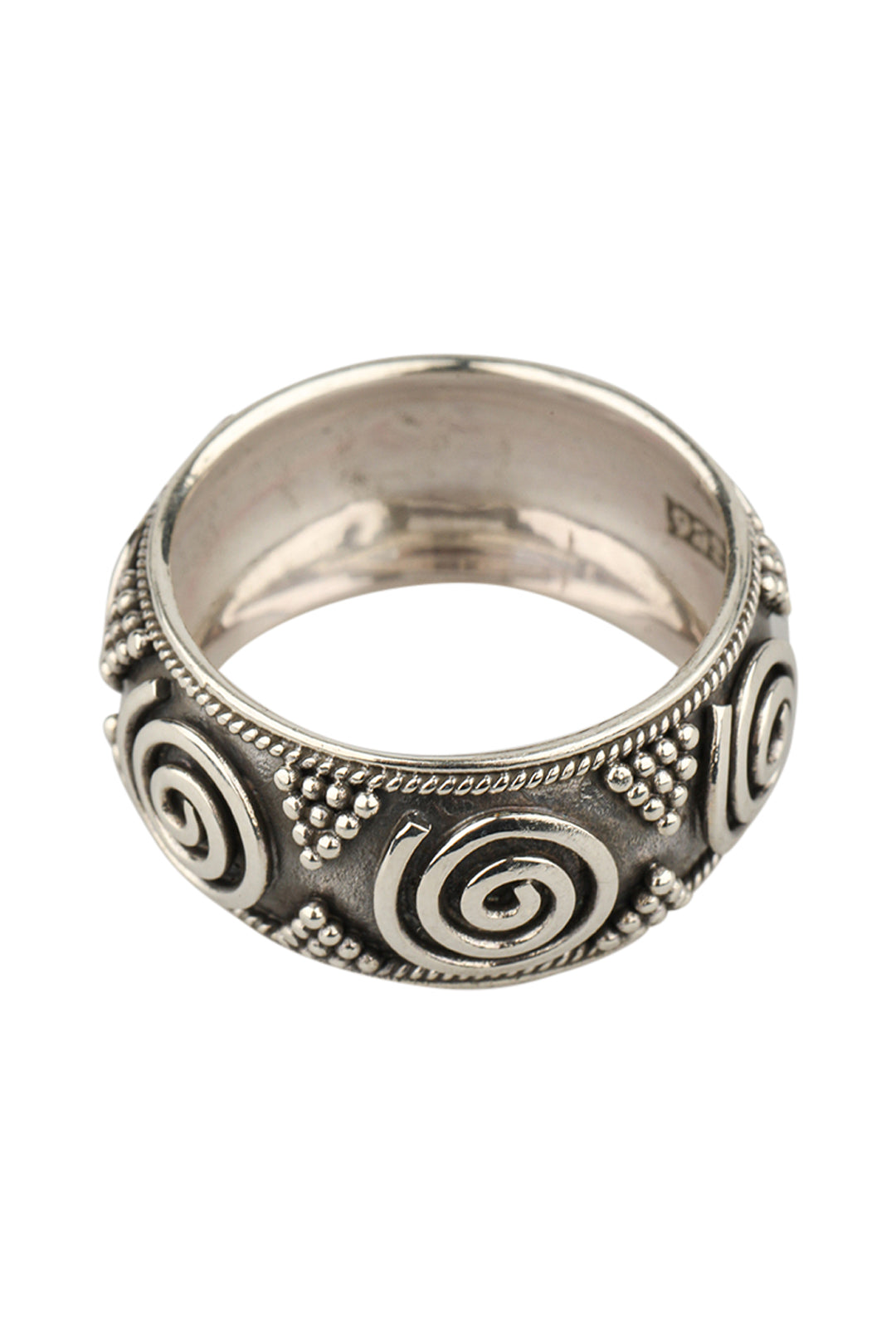 Swirl Band Silver Ring