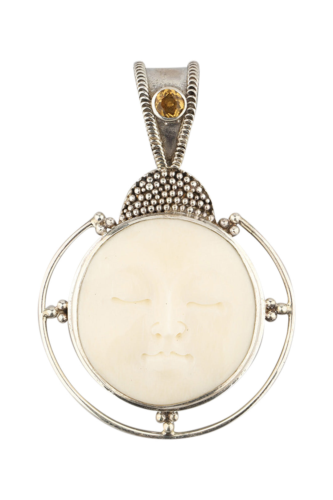 Assorted Gemstones Round Peace Silver Pendant