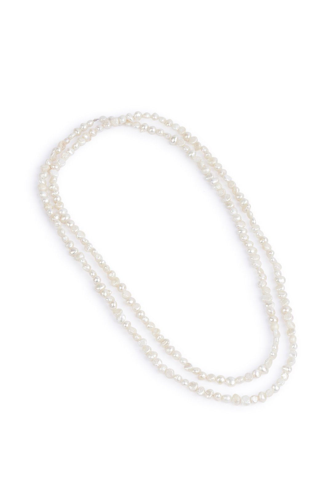 Long String Freshwater Pearl Silver Necklace