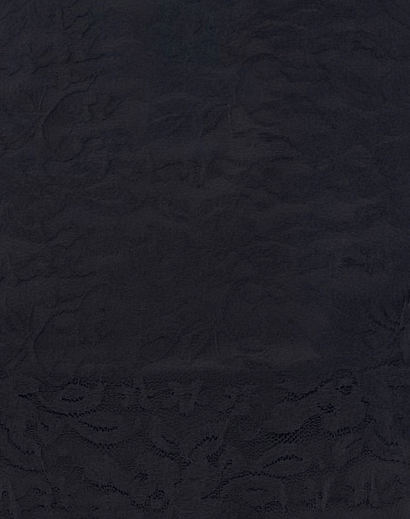 Adeliza Asymmetric Midi Dress in Floral Lace Jet Black