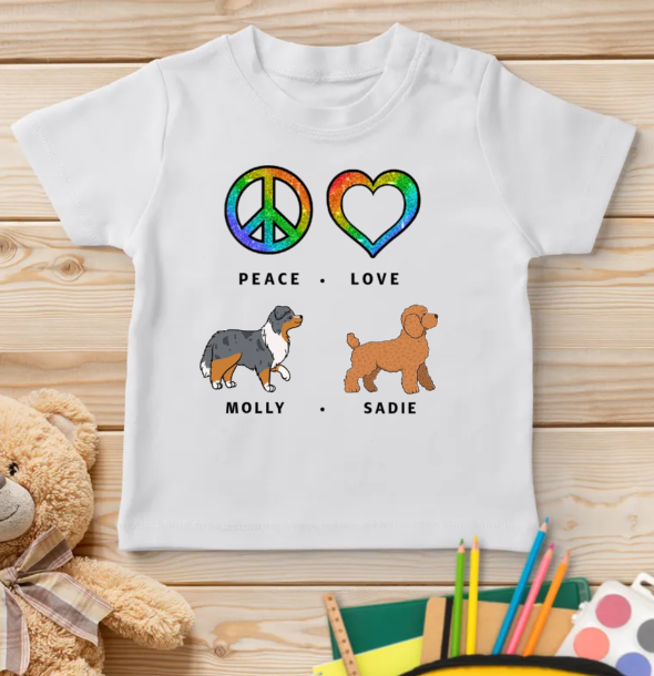 Peace Love Dog Pattern - Personalized Custom Youth T-shirt