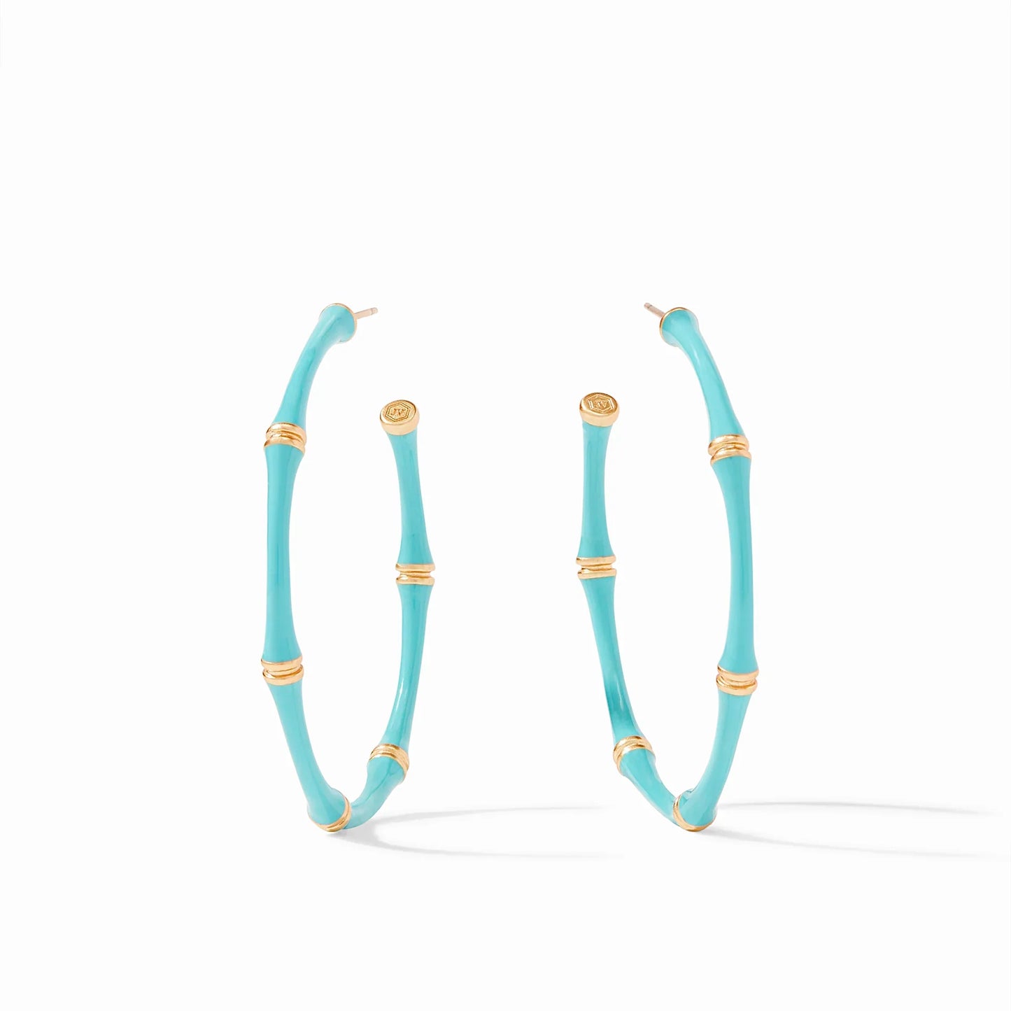 Bamboo Hoop Gold Bahamian Blue