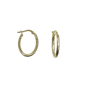 LUKA GOLD- 10kt Oval Ridge Diamond Cut Hoops