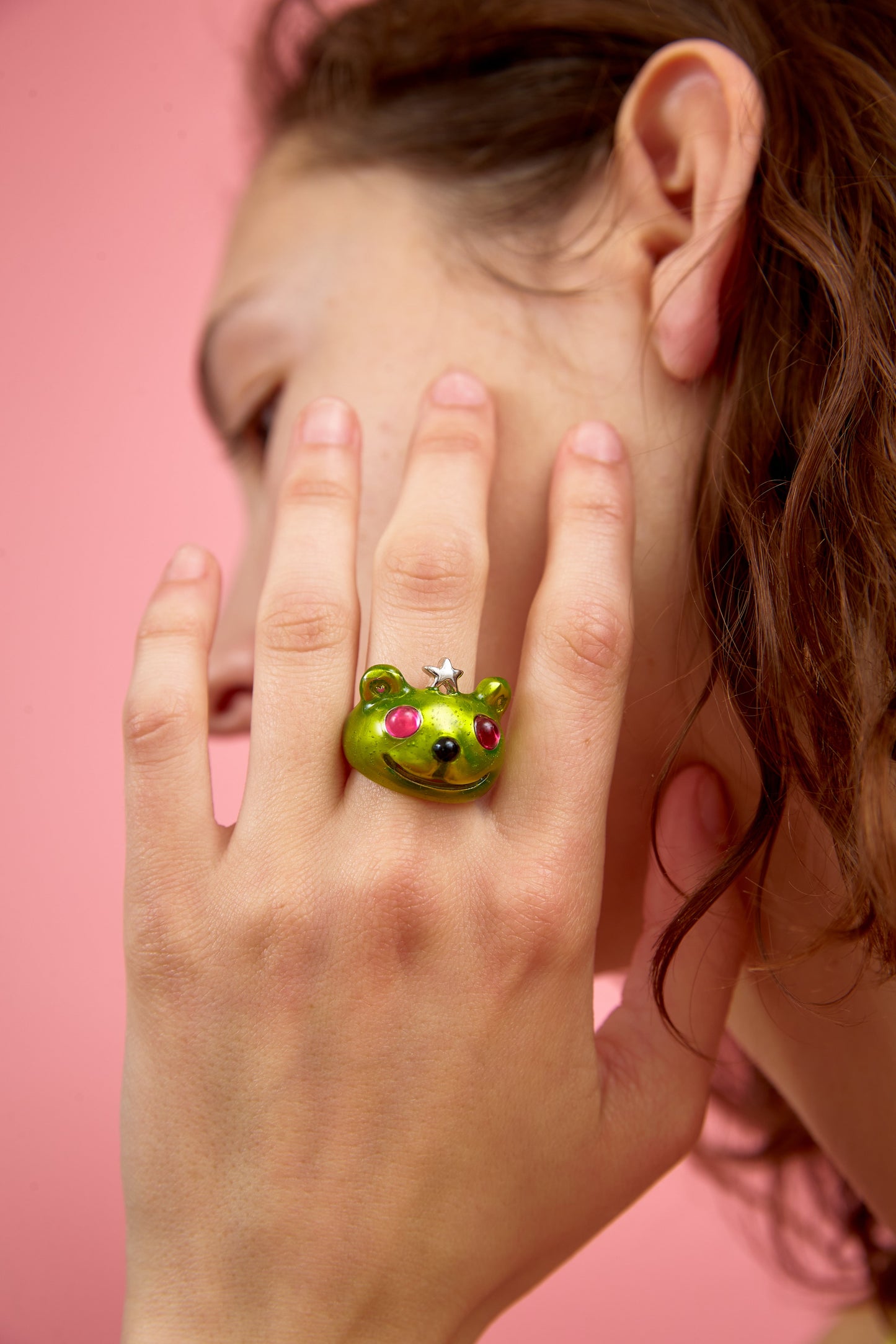 LIME GREEN PRINCESS BEAR RING