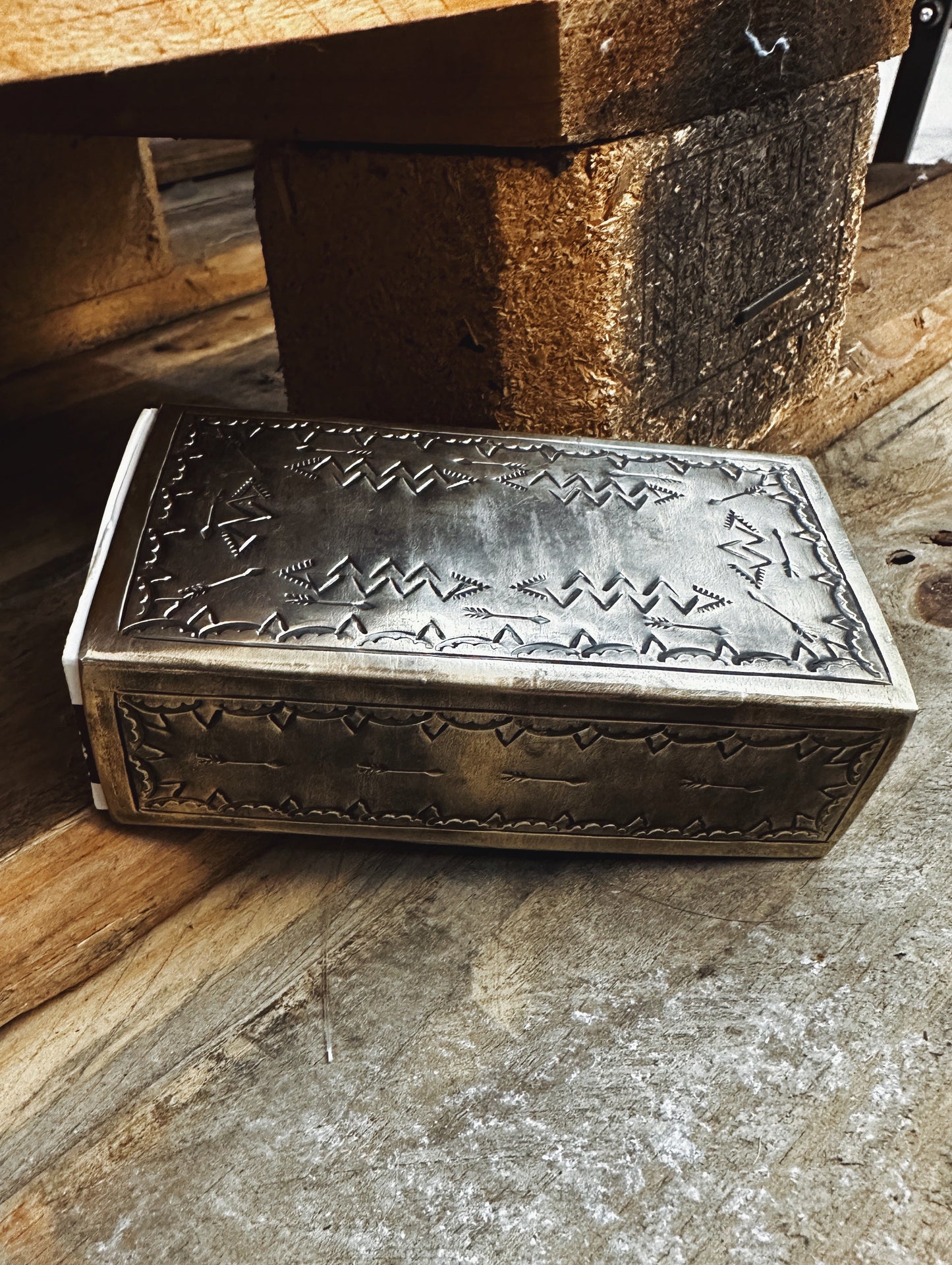 J. Alexander Rustic Stamped Silver/Turquoise Matchbook Cover