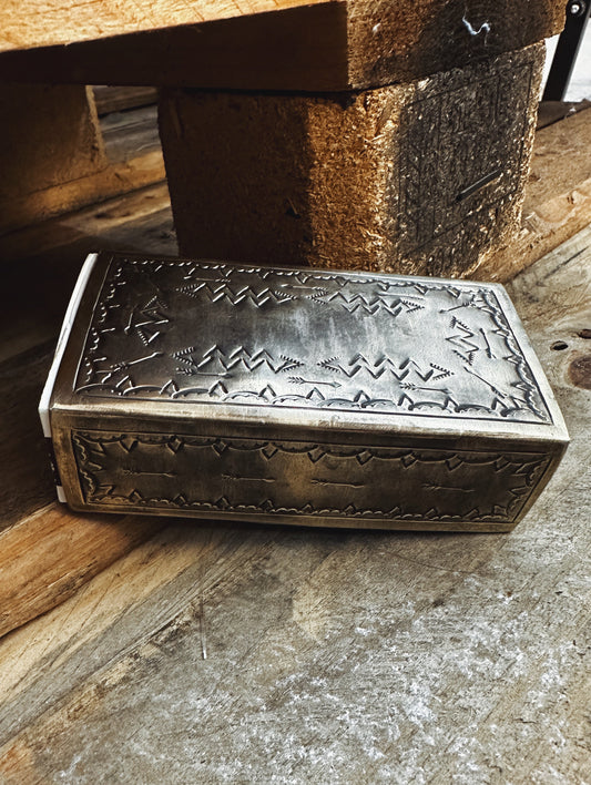 J. Alexander Rustic Stamped Silver/Turquoise Matchbook Cover