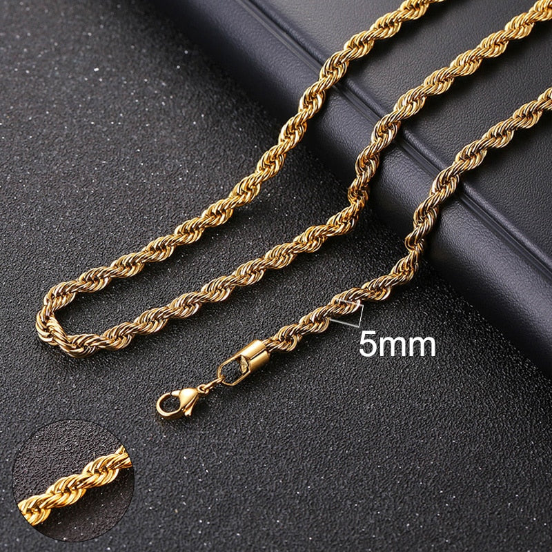Chain Necklace for Men Women, Stainless Steel Curb Link Chain