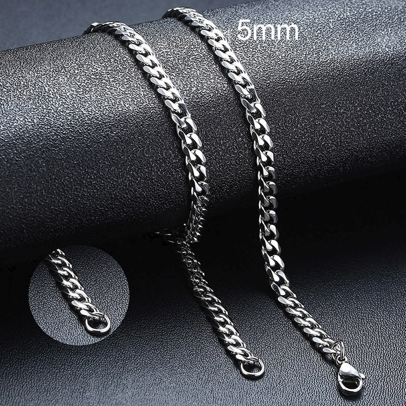 Chain Necklace for Men Women, Stainless Steel Curb Link Chain