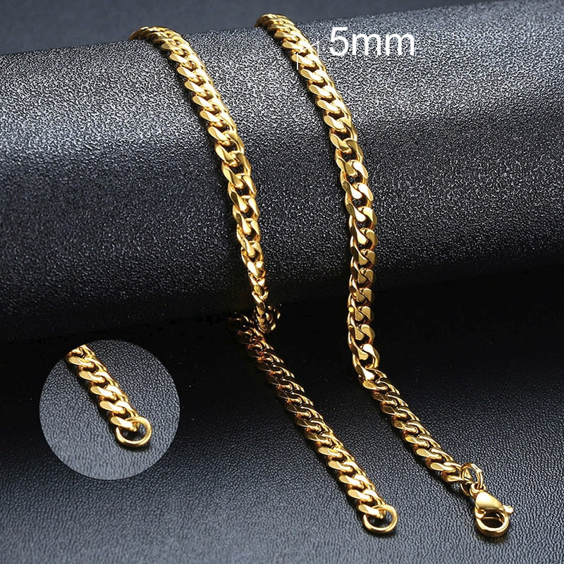 Chain Necklace for Men Women, Stainless Steel Curb Link Chain