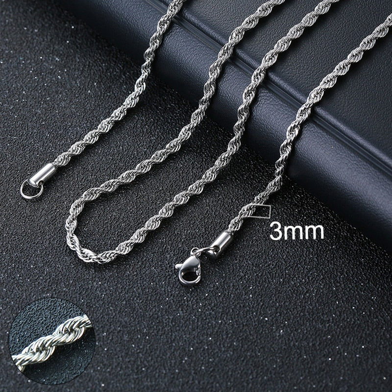 Chain Necklace for Men Women, Stainless Steel Curb Link Chain