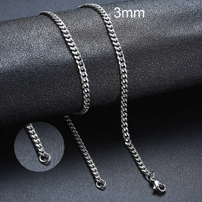 Chain Necklace for Men Women, Stainless Steel Curb Link Chain