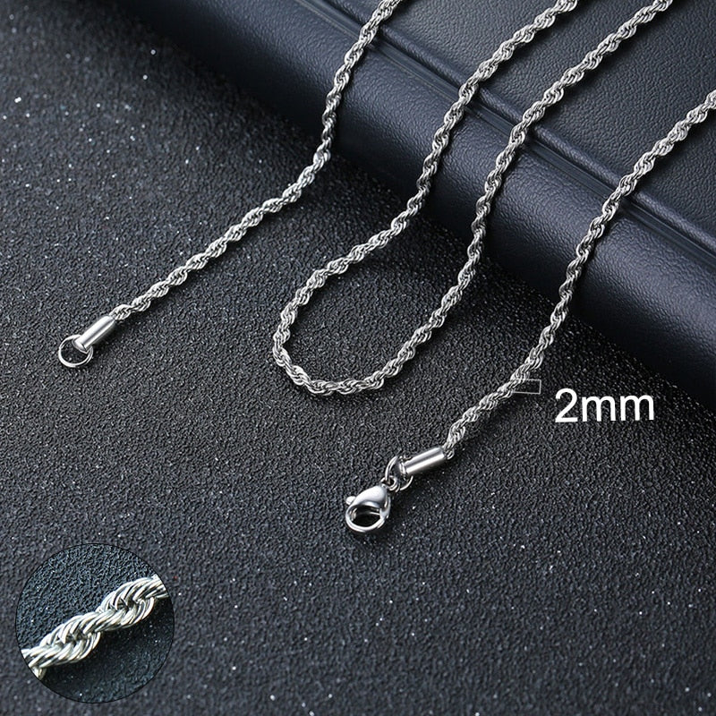 Chain Necklace for Men Women, Stainless Steel Curb Link Chain