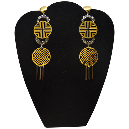 Triumph Earrings in 18k Gold And Gunmetal Plated by Laruicci for Women - 1 Pair Earrings