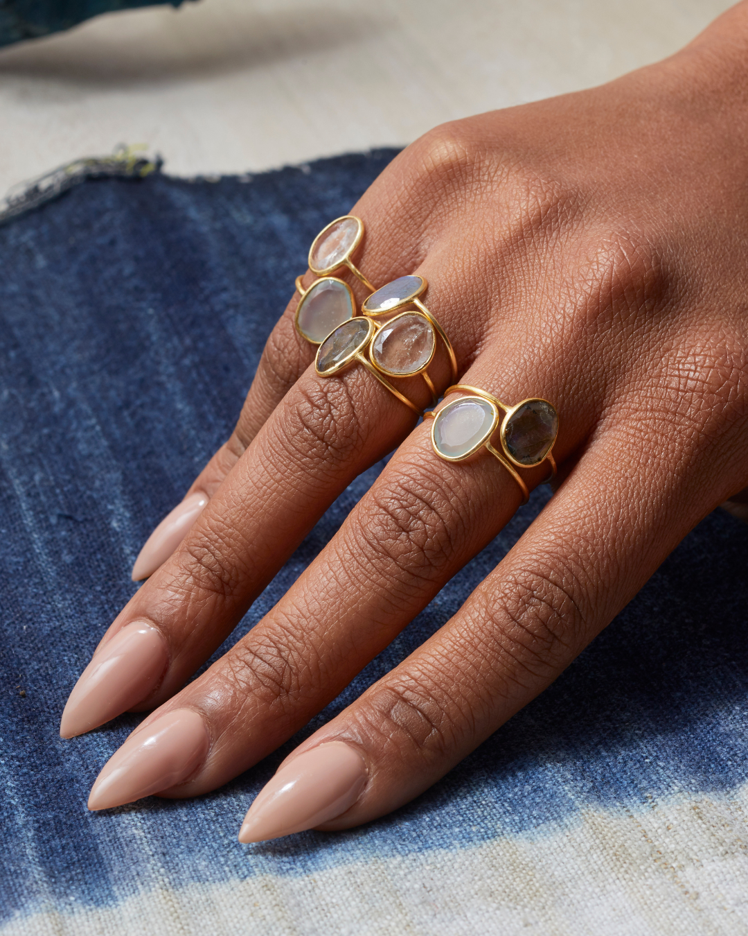 STONE SLICE CRYSTAL QUARTZ RING