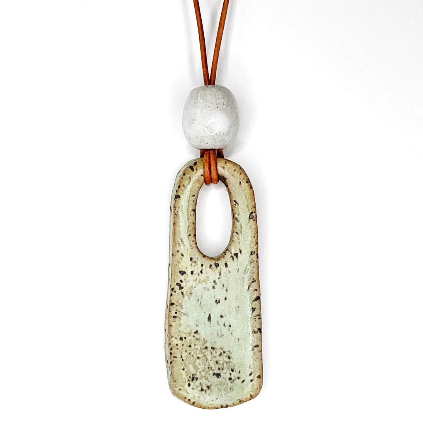 Hazy Drop Necklace: Speckled Mint Green