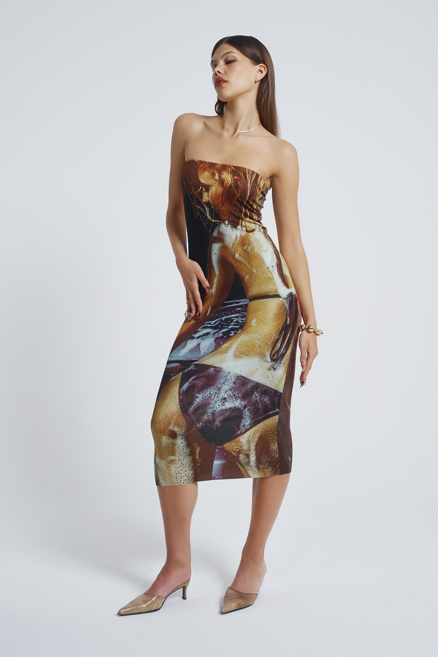 Teased Multi-wear Bodycon Slip Midi Dress