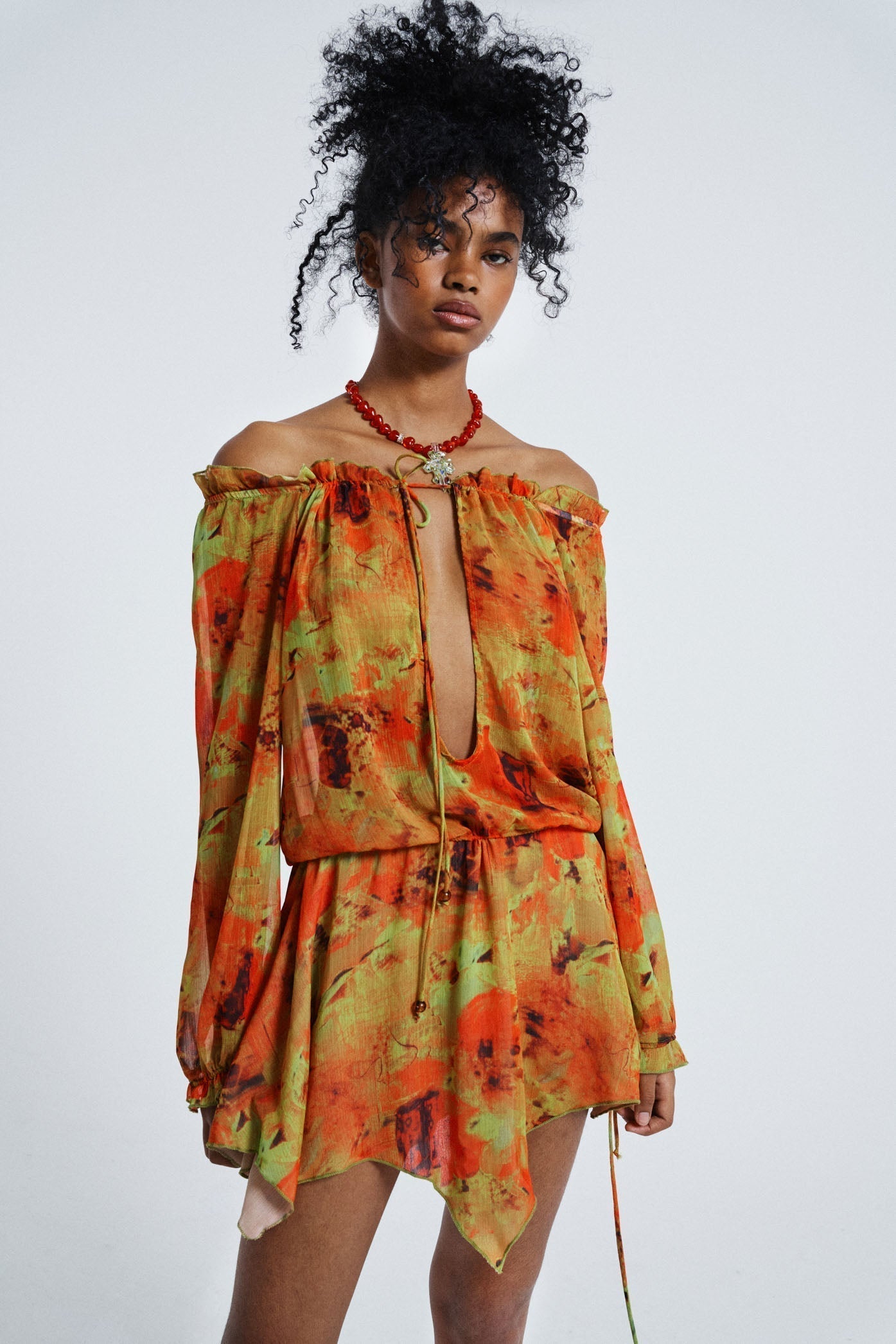 Loco Print Bardot Dress