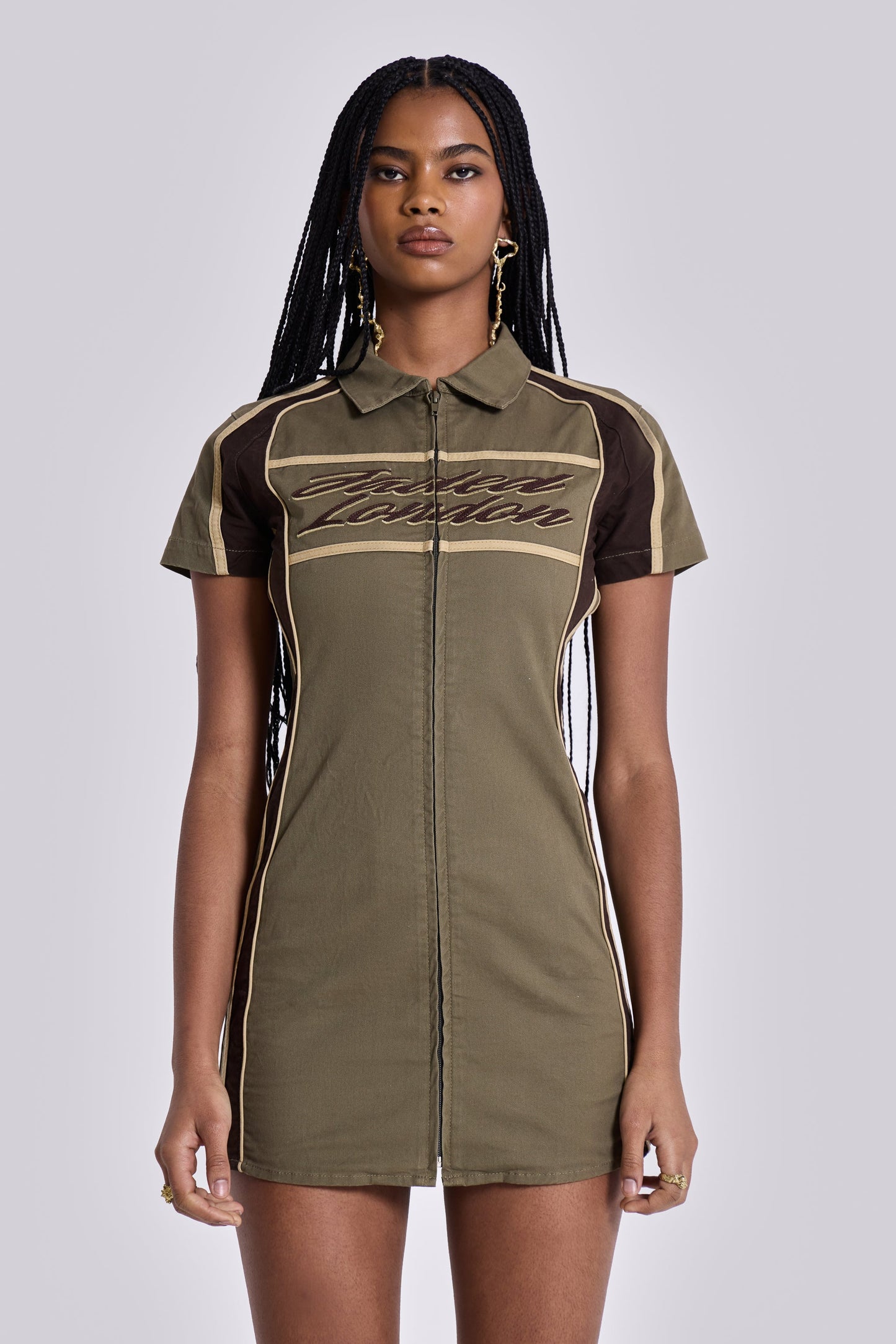 Racer Dress in Khaki