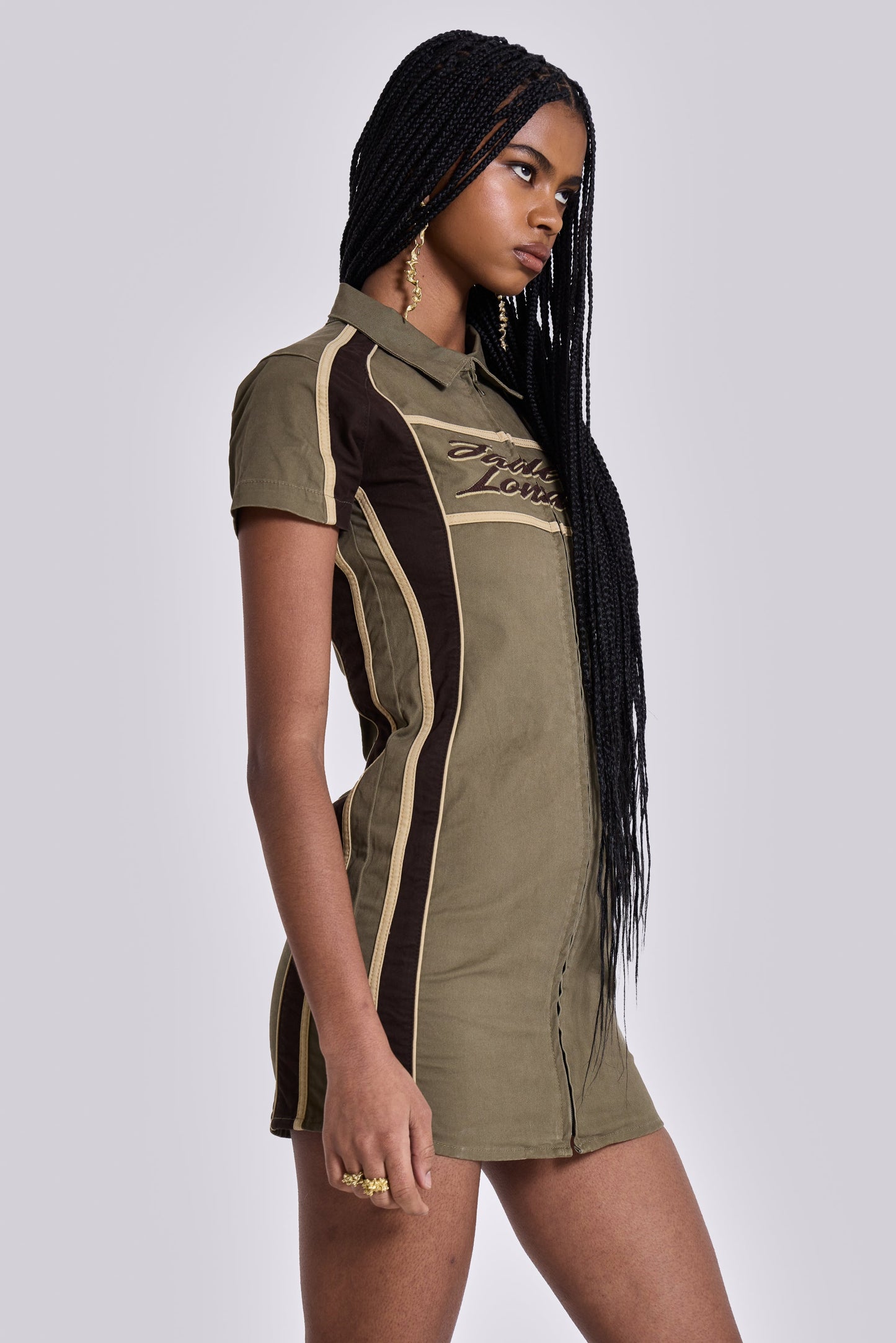 Racer Dress in Khaki