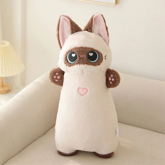 Kawaii Animal Long Standing Doll Stuffed Fluffy Siamese Cat Blue Orange Cats Snotty Pig Sleeping Body Support Pillow Kids Gift ShopOnlyDeal