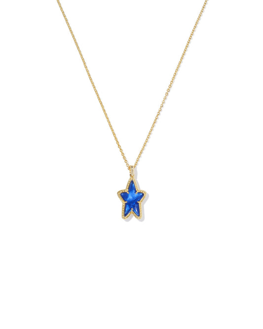 KENDRA SCOTT- Ada Star Short Pendant Necklace Gold Cobalt Blue Illusion