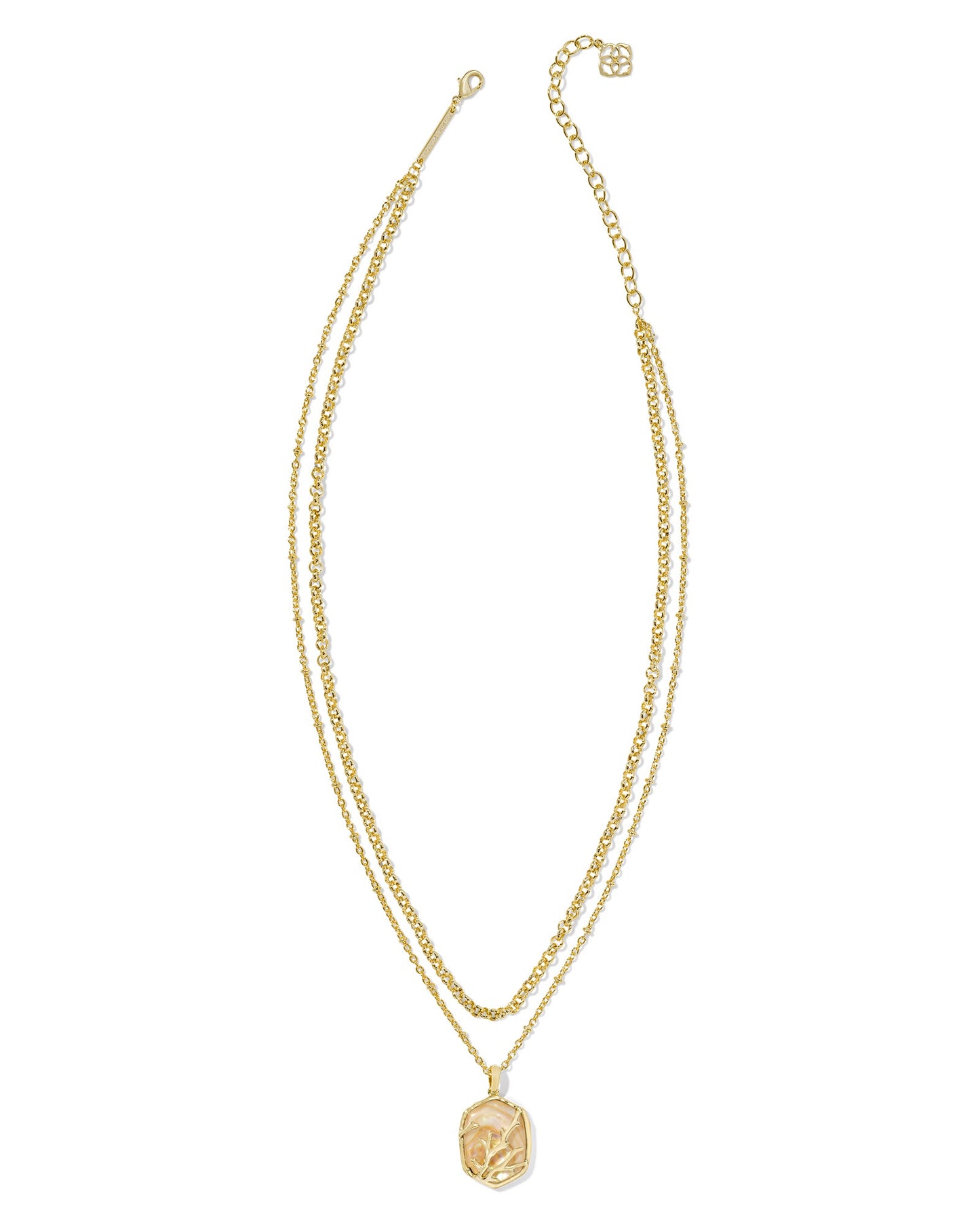 KENDRA SCOTT- Daphne Coral Frame Necklace Gold Iridescent Abalone