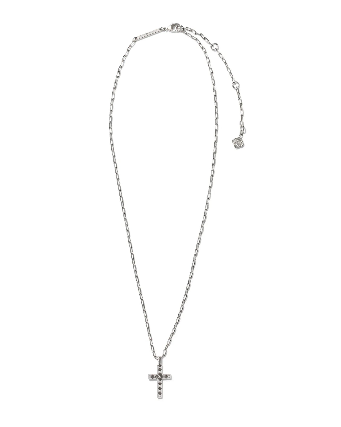 KENDRA SCOTT- Jada Cross Short Pendant Necklace in Rhodium Metal