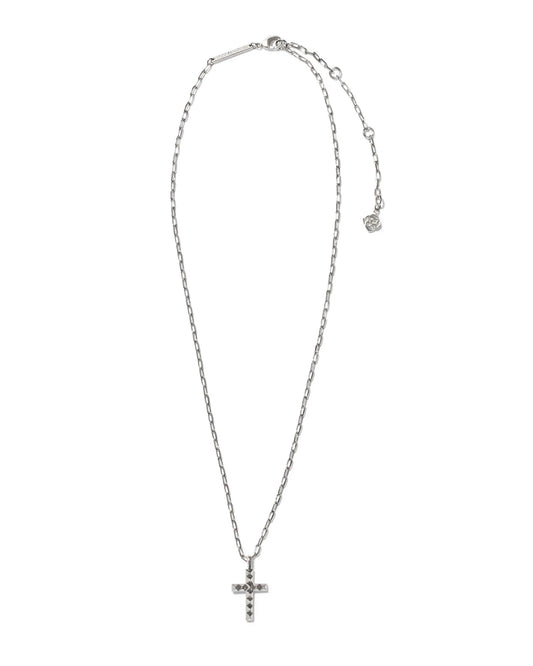 KENDRA SCOTT- Jada Cross Short Pendant Necklace in Rhodium Metal