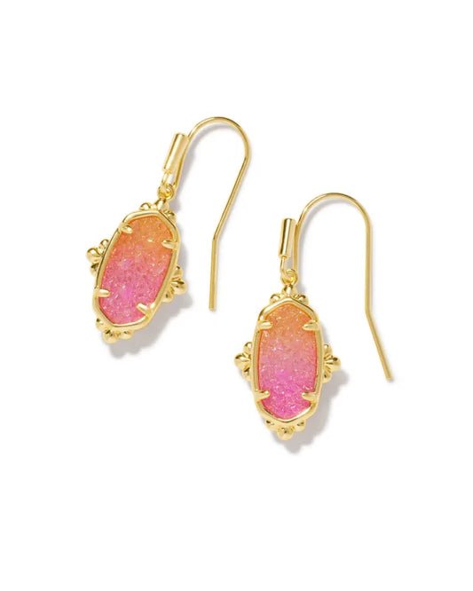 KENDRA SCOTT- Lee Petal Framed Drop Earrings in Sunrise Ombre Drusy