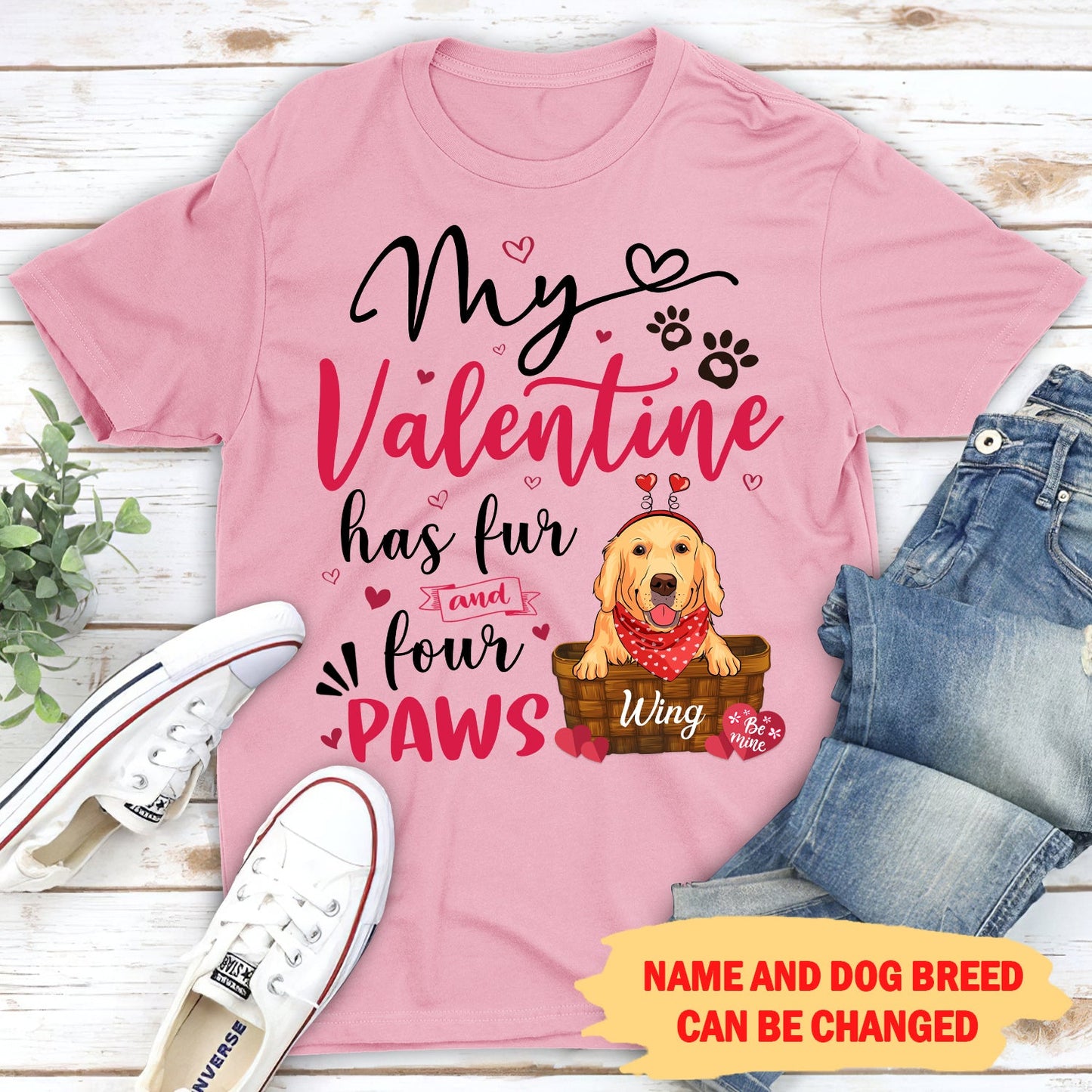 My Valentine Has Paws - Personalized Custom Unisex T-shirt