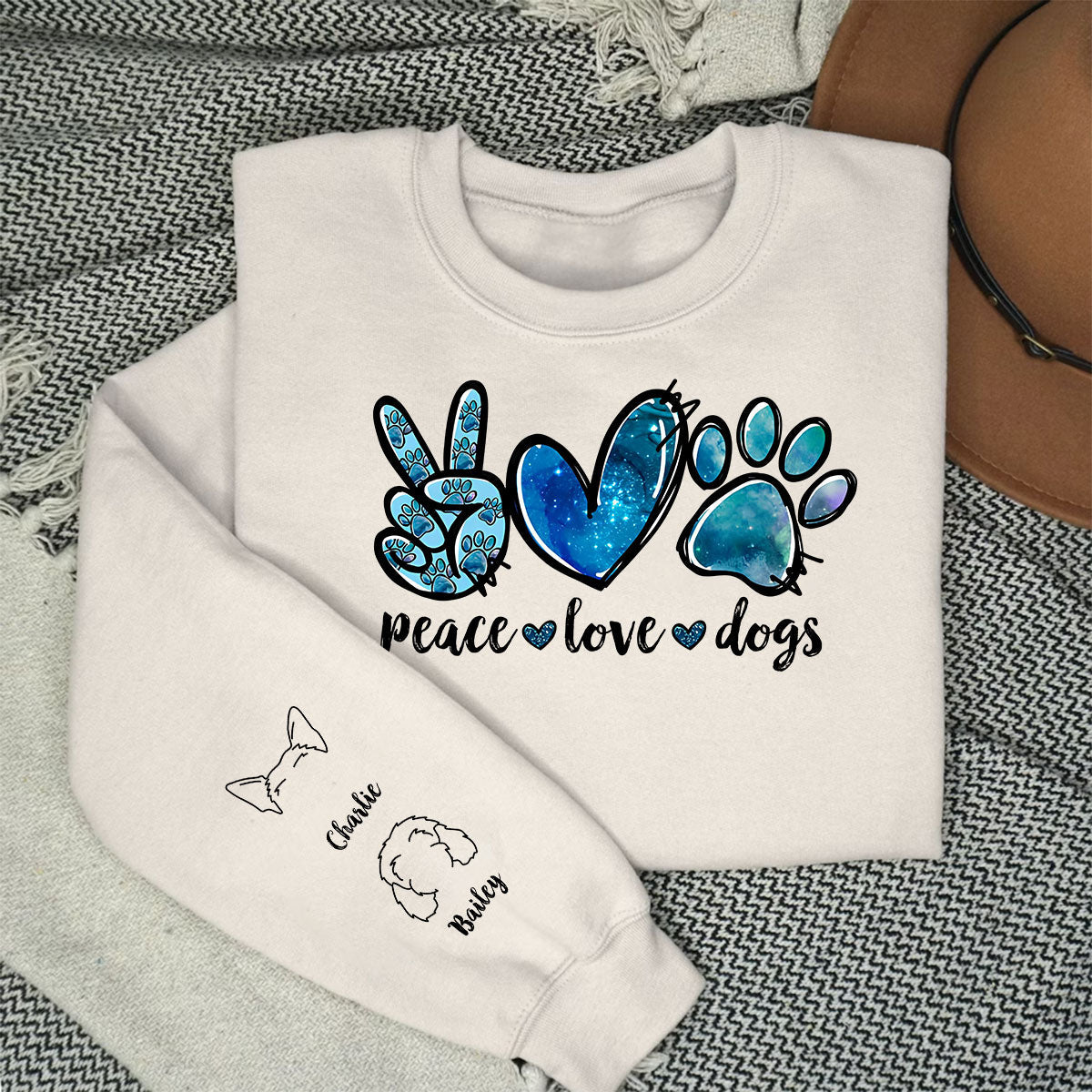 Peace Love Dog - Personalized Custom Long Sleeve T-shirt