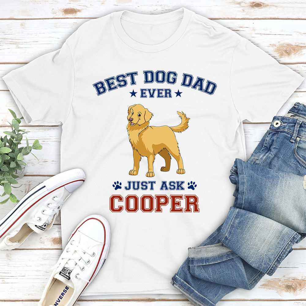 Best Dog Dad Red Blue - Personalized Custom Premium T-shirt