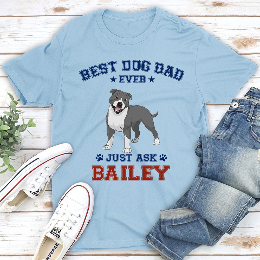 Best Dog Dad Red Blue - Personalized Custom Unisex T-shirt