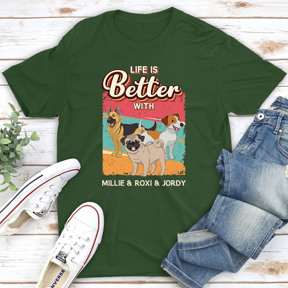 Better With Dog Retro - Personalized Custom Unisex T-shirt