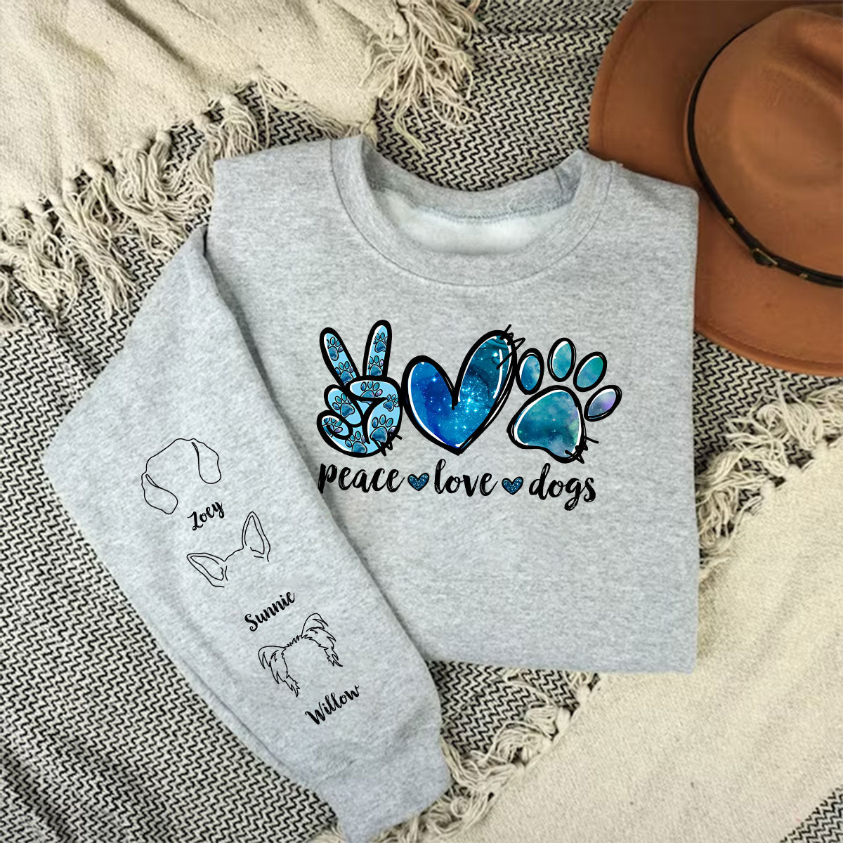 Peace Love Dog - Personalized Custom Long Sleeve T-shirt