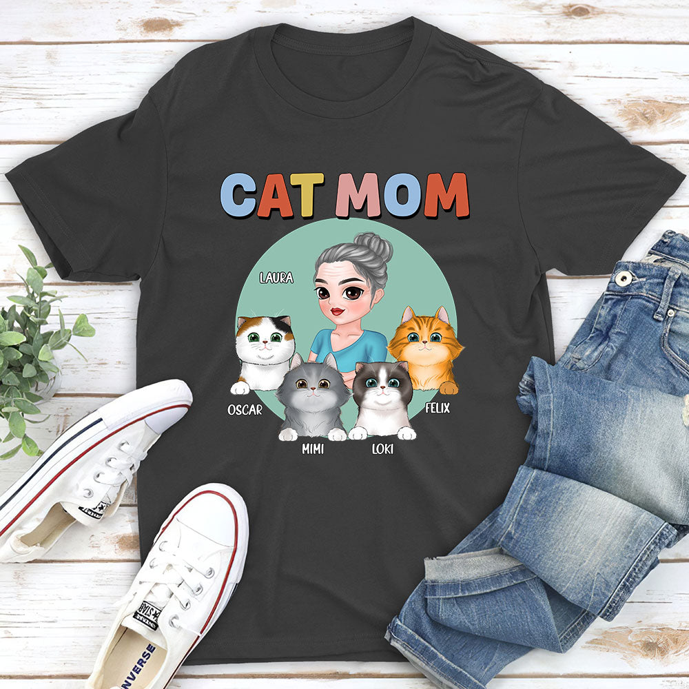 Cat Mom - Personalized Custom Premium T-shirt