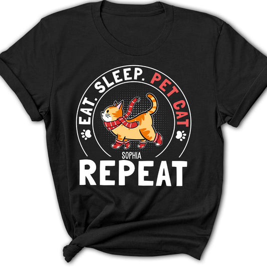 Pet Cat Repeat - Personalized Custom Women's T-shirt
