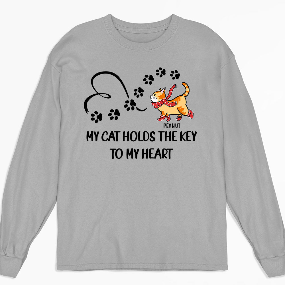 The Key To My Heart - Personalized Custom Long Sleeve T-shirt