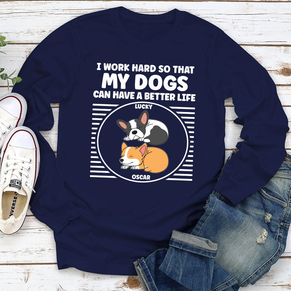 Work Hard For My Kids - Personalized Custom Long Sleeve T-shirt