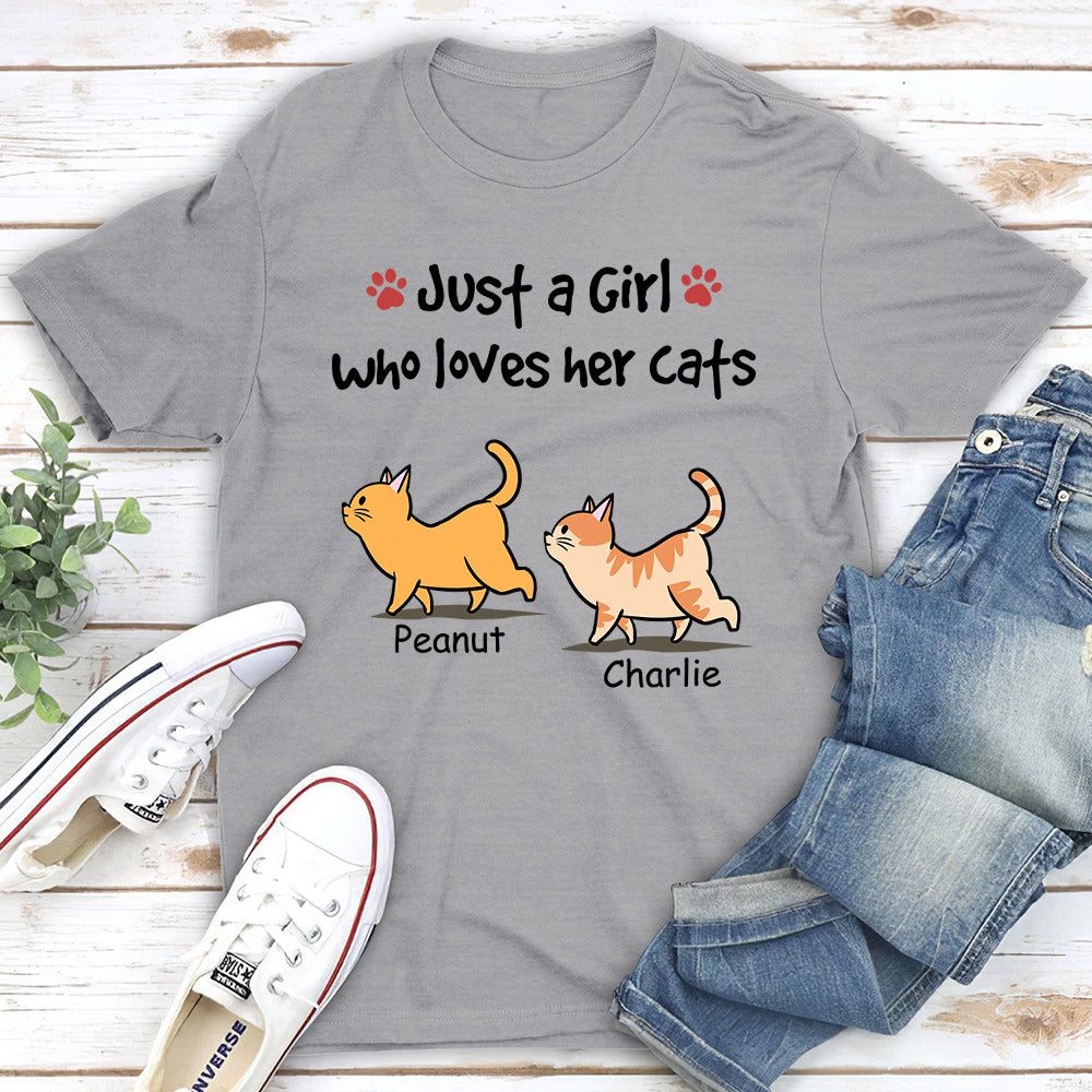 Just A Girl With Cats - Personalized Custom Unisex T-shirt