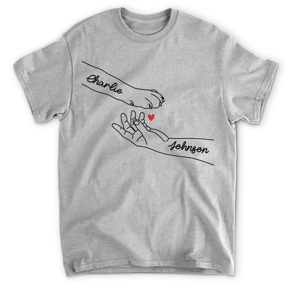 Dog Paw And Human Hand - Personalized Custom Unisex T-shirt