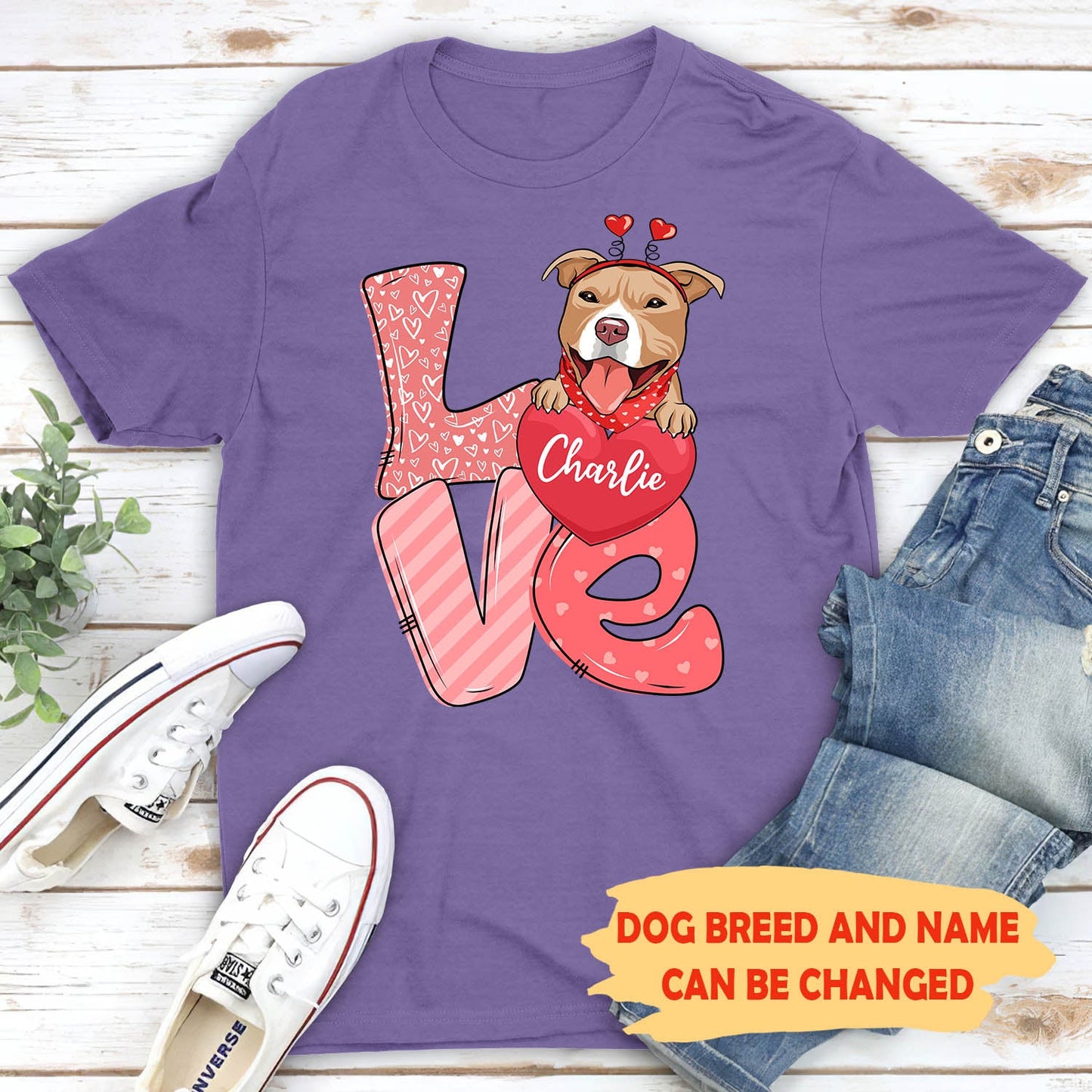 Love Dog Valentine - Personalized Custom Premium T-Shirt