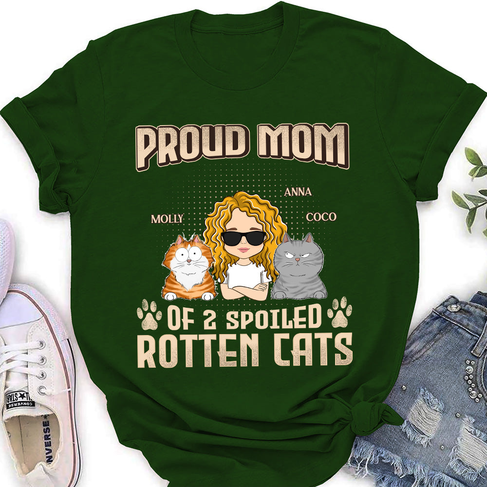 Proud Dad Mom Of Spoiled Cats - Personalized Custom Women's T-shirt