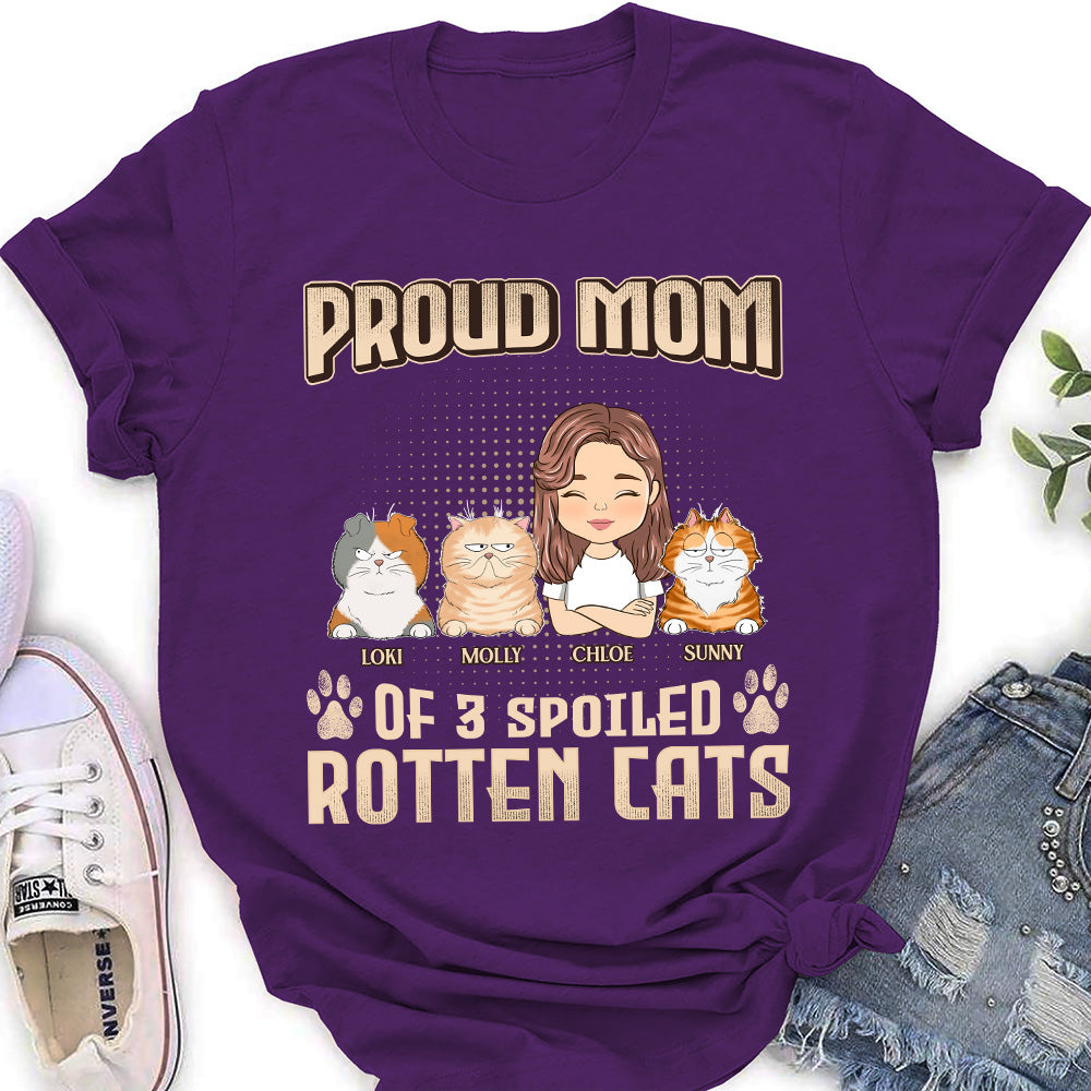 Proud Dad Mom Of Spoiled Cats - Personalized Custom Women's T-shirt