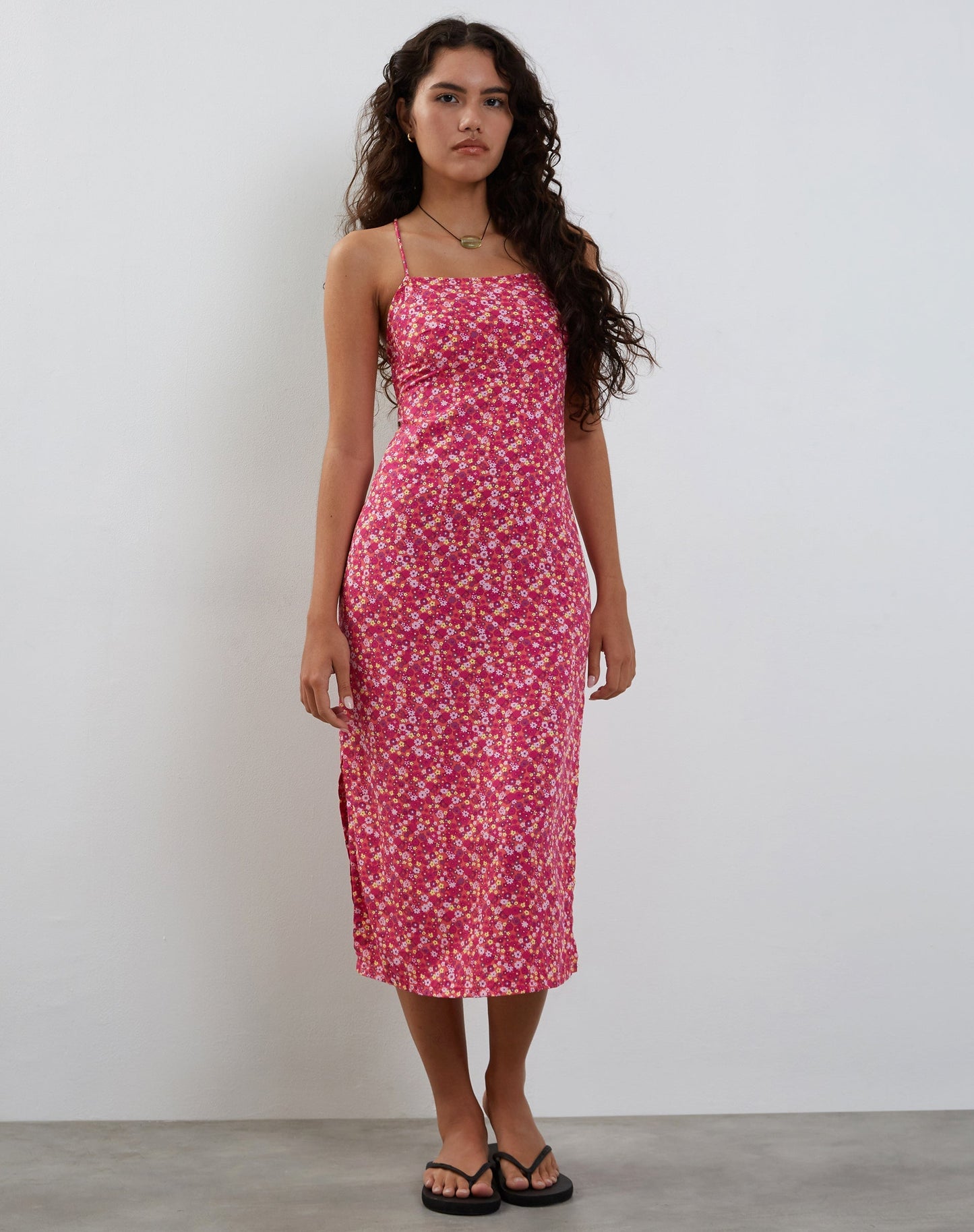 Nosita Midi Dress In Ditsy Floral Pink