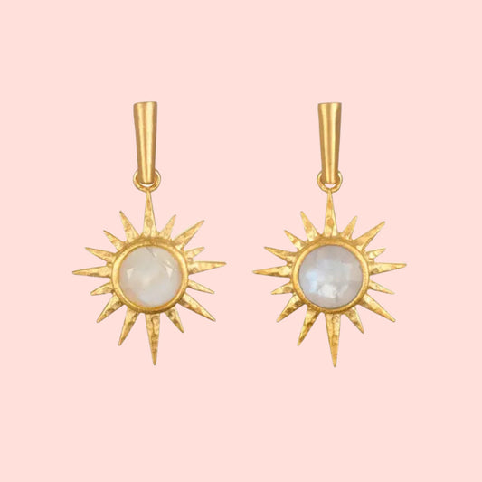 North Star Moonstone Starburst Earrings