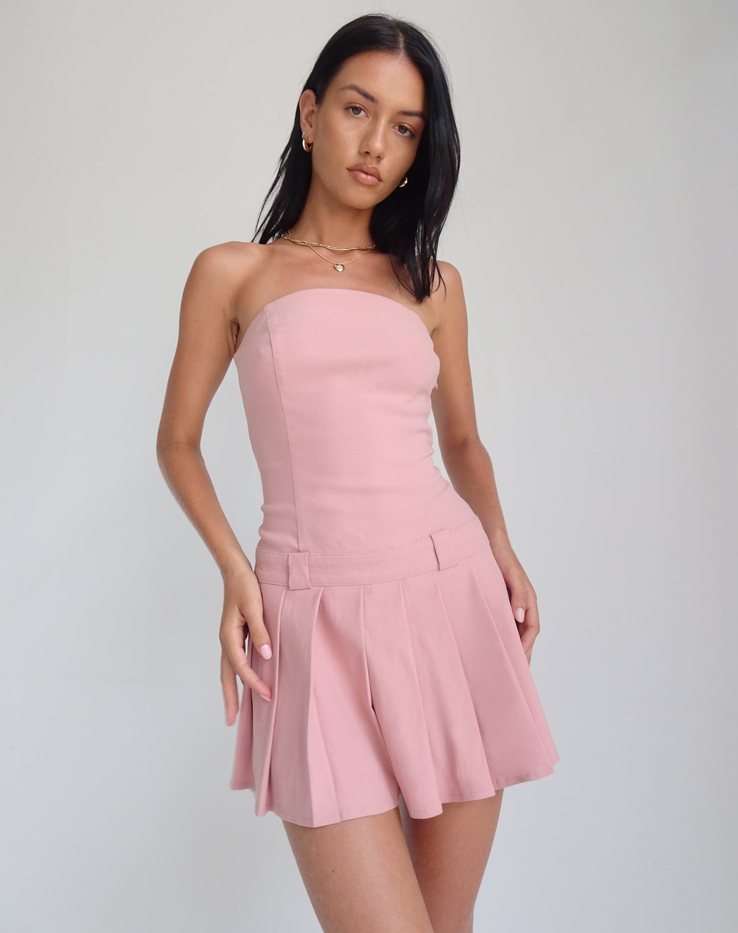 Payoda Bandeau Mini Dress in Pink