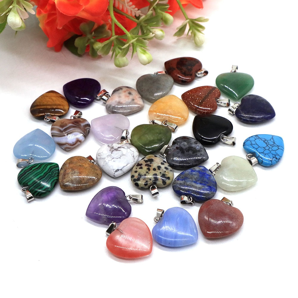 10PC/Set Natural Healing Gemstone Necklace Women Charm Jewelry 16mm
