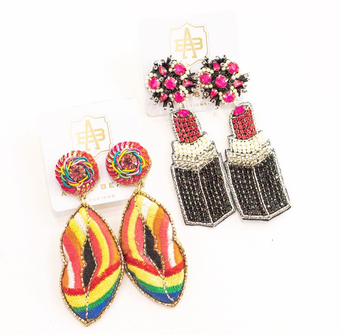 Allie Beads Rainbow Lips Earrings